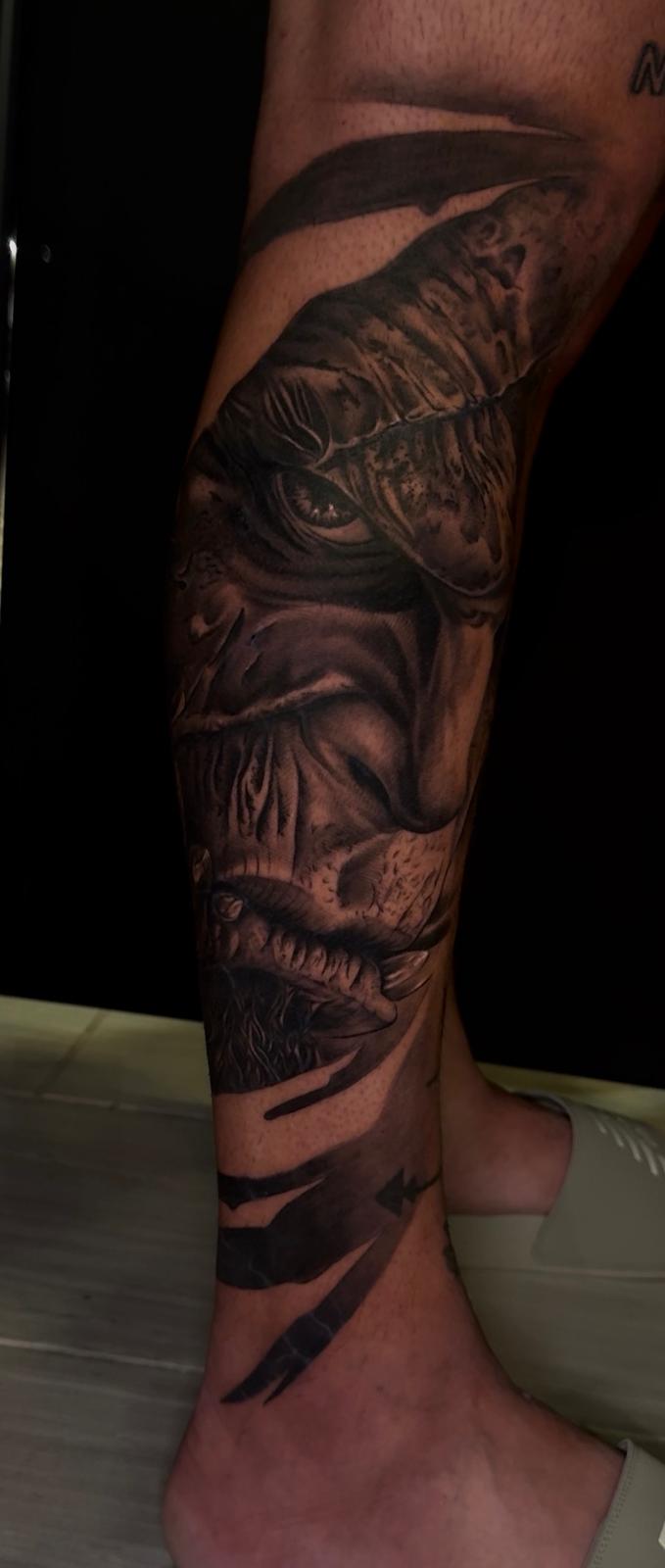 Black & Grey Realism — Demon Sleeve